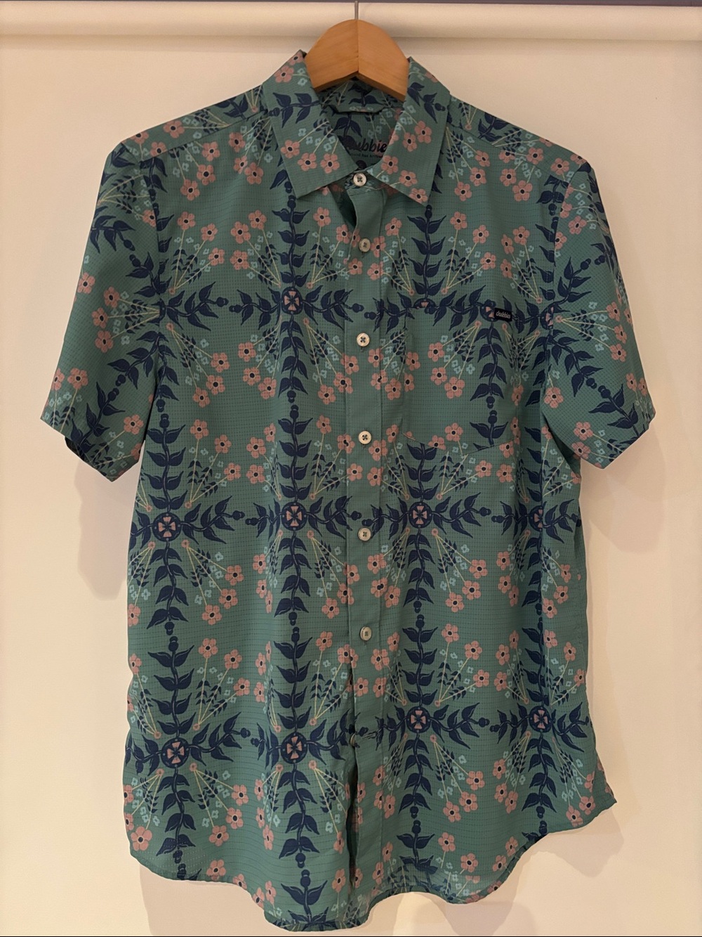 Men's Short-Sleeve Floral Button-Up Shirt - Teal Floral